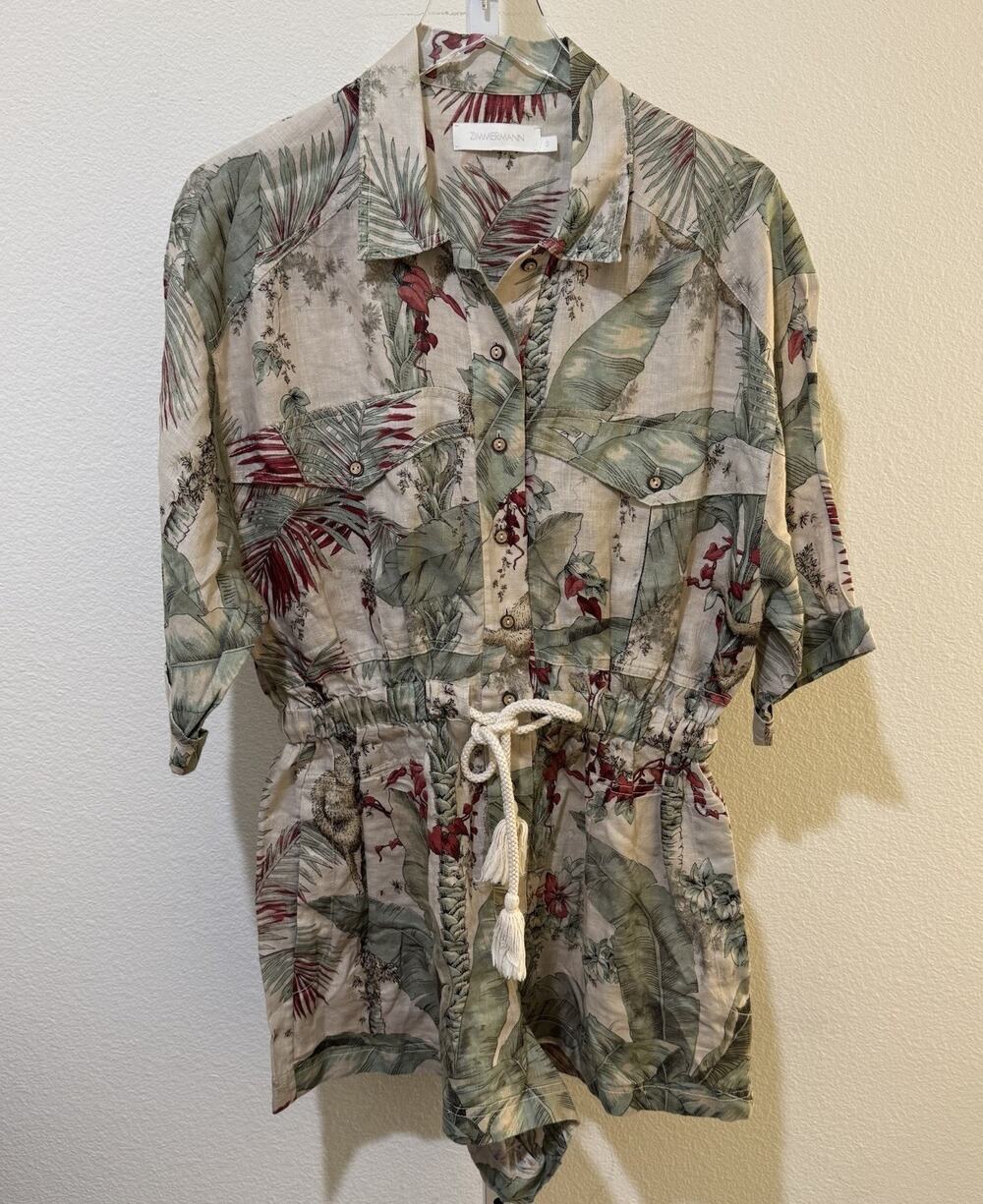 ZIMMERMANN Cassia Jungle Print Playsuit Romper Sz 3 (US 10)